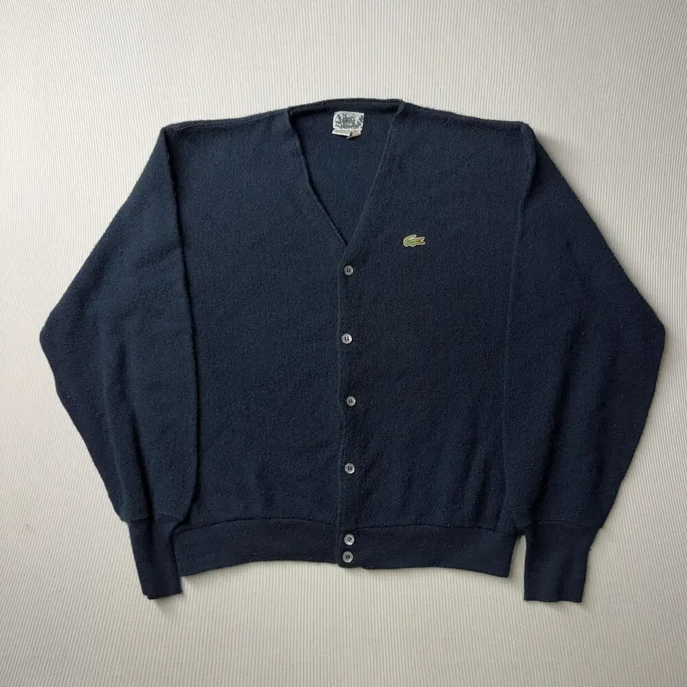 Vintage Izod Lacoste Sweater Mens Large Blue V Neck Cardigan Orlon Acrylic 80s